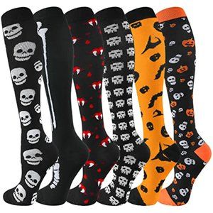 Halloween Compression Socks 6 Pair Durable Comfortable Compression Socks